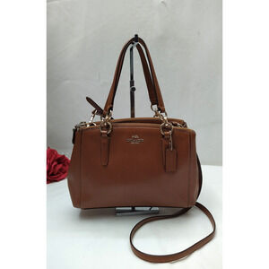 Coach Christie Mini Brown Pebbled Leather Carryall Satchel Bag